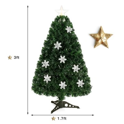 Costway 3FT Pre-Lit Fiber Optic Artificial Christmas Tree with Multicolor Led Lights 3 Costway 3FT Pre-Lit Fiber Optic Artificial Christmas Tree with Multicolor Led Lights
