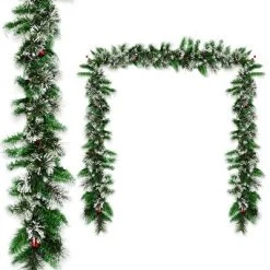 Costway 9ft Pre-lit Christmas Garland w/ Snow Flocked Tips Red Berries 50 Lights & Timer 18 Costway 9ft Pre-lit Christmas Garland w/ Snow Flocked Tips Red Berries 50 Lights & Timer -Outlet Xmas Decor Tree Store GUEST 160a2370 35a5 4124 b37c 6f4ba86747c7