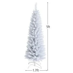 Costway 5ft Unlit Artificial Slim Pencil Christmas Tree with Metal Stand White -Outlet Xmas Decor Tree Store GUEST 165af5e3 93cb 4064 94e5 915aaa5d06b2