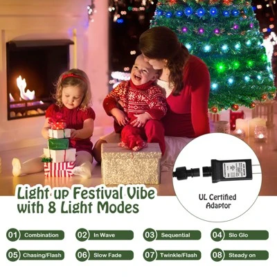 Tangkula 6' Pre-Lit Optical Fiber Artificial Christmas Tree w/ Multicolor LED Lights & Stand 5 Tangkula 6' Pre-Lit Optical Fiber Artificial Christmas Tree w/ Multicolor LED Lights & Stand - Image 3