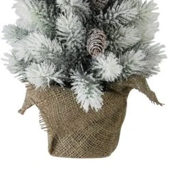 Northlight 19" Potted Slim Flocked Mini Pine Artificial Christmas Tree in Burlap Base - Unlit -Outlet Xmas Decor Tree Store GUEST 171d1f4f fd34 4296 8833 593576a9a5bc