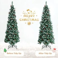 Tangkula 5ft Pre-lit Artificial Christmas Tree Slim Artificial Xmas Tree w/ 250 Replaceable LED Lights & 408 Branch Tips 14 Tangkula 5ft Pre-lit Artificial Christmas Tree Slim Artificial Xmas Tree w/ 250 Replaceable LED Lights & 408 Branch Tips -Outlet Xmas Decor Tree Store GUEST 174905cf 9695 4881 a6e5 2894edbe5156