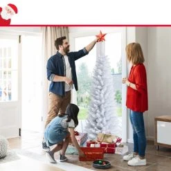 Tangkula Life-Like Slender White Christmas Tree Artificial Pencil Unlit Xmas Tree W/ Folding Metal Stand & Durable PVC 16 Tangkula Life-Like Slender White Christmas Tree Artificial Pencil Unlit Xmas Tree W/ Folding Metal Stand & Durable PVC -Outlet Xmas Decor Tree Store GUEST 17a8eb02 b585 4e05 874e cc4a2a267013