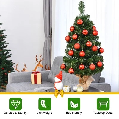 Tangkula 2'PVC Artificial Small Christmas Tree Holiday Season Decoration 5 Tangkula 2'PVC Artificial Small Christmas Tree Holiday Season Decoration - Image 3