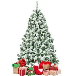 Costway 4.5FT Artificial Hinged Christmas Tree Snow Flocked Pine Tree w/400 Tips and Foldable Base -Outlet Xmas Decor Tree Store GUEST 19119b6e f9ee 4548 b156 7f0eb1751b69