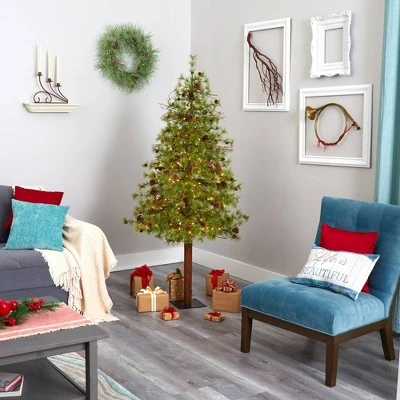 6ft Nearly Natural Pre-Lit LED Wyoming Alpine with Pinecones Artificial Christmas Tree Clear Lights 8 6ft Nearly Natural Pre-Lit LED Wyoming Alpine with Pinecones Artificial Christmas Tree Clear Lights - Image 6