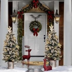 LuxenHome 3Ft Pre-Lit LED Artificial Flocked Fir Christmas Tree with Metal Pot -Outlet Xmas Decor Tree Store GUEST 198a4d7d f755 49b7 8a94 12b8f2eed964