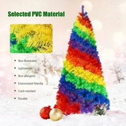 Costway 7FT Artificial Hinged Colorful Rainbow Full Fir Christmas Tree with 1213 Tips -Outlet Xmas Decor Tree Store GUEST 1a404bce 462a 4cf7 9244 fa07386160f6