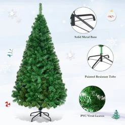 Costway 5Ft/6Ft/7Ft/8Ft Artificial PVC Christmas Tree W/Stand Holiday Season Indoor Outdoor Green -Outlet Xmas Decor Tree Store GUEST 1a81289e e557 44e4 9cee 099d3784b05e