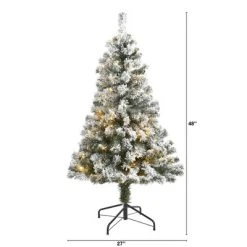 4ft Nearly Natural Pre-Lit LED Flocked West Virginia Fir Artificial Christmas Tree Clear Lights