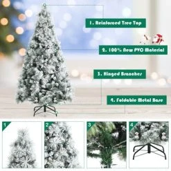 Costway 6ft Artificial Christmas Tree, Snow Flocked Hinged Xmas Tree w/ Pine Needles, Red Berries, Pine Cones & Metal Base 17 Costway 6ft Artificial Christmas Tree, Snow Flocked Hinged Xmas Tree w/ Pine Needles, Red Berries, Pine Cones & Metal Base -Outlet Xmas Decor Tree Store GUEST 1bc2441f 9896 42d6 8747 32ccb5276416