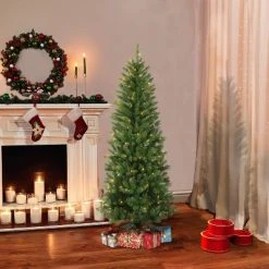 6ft Puleo Pre-Lit Carson Pine Artificial Christmas Tree Clear Lights