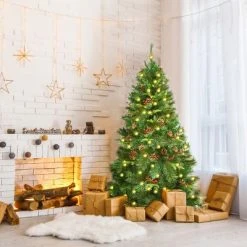 Tangkula Pre-lit Hinged Artificial Pencil Fir Christmas Tree with LED Lights -Outlet Xmas Decor Tree Store GUEST 1c015ee2 a34b 44d8 a0a7 da73d5f58ae6