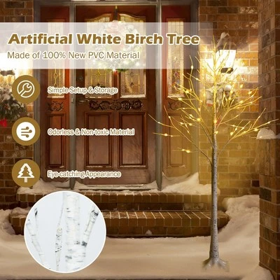 Costway 5ft Pre-lit White Twig Birch Tree for Christmas Holiday w/ 72 LED Lights 7 Costway 5ft Pre-lit White Twig Birch Tree for Christmas Holiday w/ 72 LED Lights - Image 5