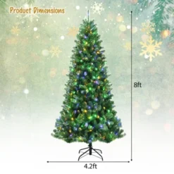 Tangkula Pre-lit Christmas Tree, Artificial Hinged Xmas Tree w/ Remote-controlled Color-changing LED Lights & PVC Tips -Outlet Xmas Decor Tree Store GUEST 1c822767 271c 447e 9ef6 0348ac019669