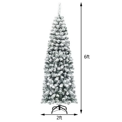 Tangkula Pencil Artificial Christmas Tree Snow Flocked Pencil Tree with Flexible Stand 5 Tangkula Pencil Artificial Christmas Tree Snow Flocked Pencil Tree with Flexible Stand - Image 3