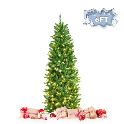 Tangkula Pre-lit Hinged Artificial Pencil Fir Christmas Tree with UL-listed Lights 13 Tangkula Pre-lit Hinged Artificial Pencil Fir Christmas Tree with UL-listed Lights - Image 11