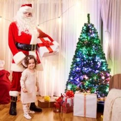 Tangkula Pre-lit Artificial Christmas Tree, Multi-Colored Fiber Optic Spruce Tree Artificial Xmas Tree -Outlet Xmas Decor Tree Store GUEST 1e742d09 8742 41fa 857a 092fb72097ba