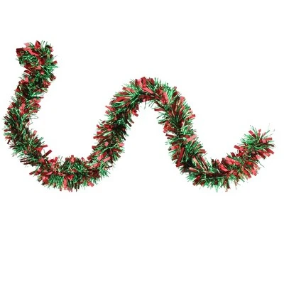 Northlight 50' x 3" Unlit Red/Green Wide Cut Tinsel Christmas Garland 4 Northlight 50' x 3" Unlit Red/Green Wide Cut Tinsel Christmas Garland - Image 2