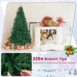 Costway 7.5FT Hinged Christmas Tree Unlit Artificial Xmas Decoration w/ 2254 Branch Tips -Outlet Xmas Decor Tree Store GUEST 1f0fabc0 bd21 413c 8d64 1e5ed3b5429d