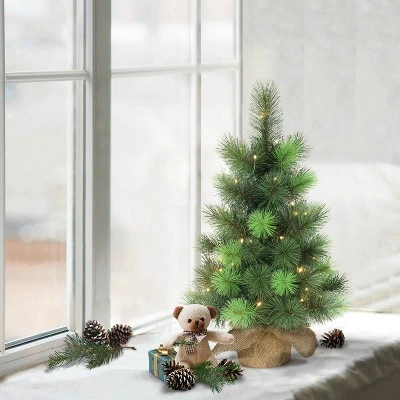 2ft Puleo Pre-Lit Tabletop Artificial Christmas Tree Burlap Sack Clear Lights 3 2ft Puleo Pre-Lit Tabletop Artificial Christmas Tree Burlap Sack Clear Lights