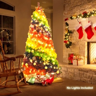 Tangkula 7FT Artificial Hinged Christmas Tree Colorful Rainbow Full Fir Xmas Tree with 1213 Branch Tips 5 Tangkula 7FT Artificial Hinged Christmas Tree Colorful Rainbow Full Fir Xmas Tree with 1213 Branch Tips - Image 3