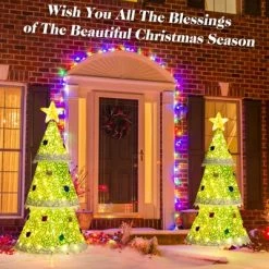 Tangkula 4.6 FT Pop-up Christmas Tree Collapsible Artificial Xmas Tree w/110 Warm Lights Tree Top Star Metal Base Lighted Christmas Decor -Outlet Xmas Decor Tree Store GUEST 1ffbb458 9429 4b22 bb44 cdb08fb7bd8e