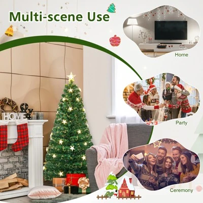 Tangkula 4/5/6/7 FT Artificial Christmas Tree Prelit Fiber Optic Xmas Tree w/ Warm White Lights 8 Light Modes 8 Tangkula 4/5/6/7 FT Artificial Christmas Tree Prelit Fiber Optic Xmas Tree w/ Warm White Lights 8 Light Modes - Image 6