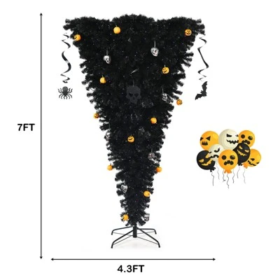 Tangkula Black Upside Down Artificial Christmas Tree Pre-lit Halloween Tree Faux-Pine Christmas Tree w/ Purple LED lights 11 Tangkula Black Upside Down Artificial Christmas Tree Pre-lit Halloween Tree Faux-Pine Christmas Tree w/ Purple LED lights - Image 9