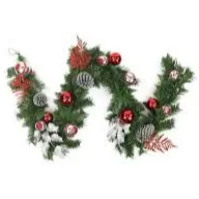 Northlight 6' x 8" Unlit Red/Silver Ornaments and Pine Cone Artificial Christmas Garland 4 Northlight 6' x 8" Unlit Red/Silver Ornaments and Pine Cone Artificial Christmas Garland - Image 2