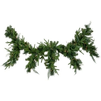 Northlight 6' x 18" Pre-Lit Mixed Pine Artificial Christmas Icicle Garland, Clear Lights 5 Northlight 6' x 18" Pre-Lit Mixed Pine Artificial Christmas Icicle Garland, Clear Lights - Image 3