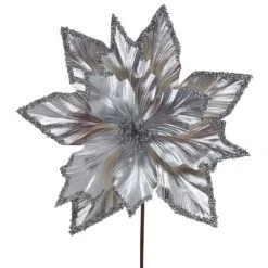 Northlight 24" Metallic Silver Poinsettia Christmas Stem Spray -Outlet Xmas Decor Tree Store GUEST 23fad3d7 847b 4f60 b770 65bebf0b9969