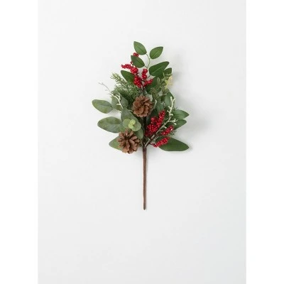 Sullivans Pine & Berry Artificial Stem 18"H Green 3 Sullivans Pine & Berry Artificial Stem 18"H Green