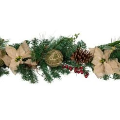 Northlight 6' x 10" Mixed Pine with Poinsettias and Berries Christmas Garland, Unlit