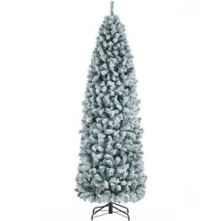 Yaheetech Flocked Pencil Artificial Christmas Tree Snow Frosted Christmas Tree, Green -Outlet Xmas Decor Tree Store GUEST 24553219 3d08 408b 9515 98803979cbfc