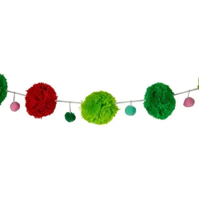 Northlight 46" Green and Red Christmas Wool Beaded Garland - Unlit 7 Northlight 46" Green and Red Christmas Wool Beaded Garland - Unlit - Image 5