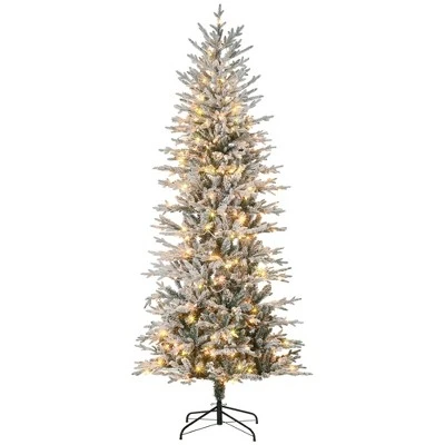HOMCOM Prelit Artificial Christmas Tree Holiday Decoration with Snow Flocked Branches, Warm Yellow Clear Lights, Auto Open, Extra Bulb 9 HOMCOM Prelit Artificial Christmas Tree Holiday Decoration with Snow Flocked Branches, Warm Yellow Clear Lights, Auto Open, Extra Bulb - Image 7
