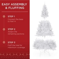 Best Choice Products Premium White Hinged Artificial Christmas Pine Tree w/ Branch Tips, Metal Base -Outlet Xmas Decor Tree Store GUEST 24beea50 652c 4006 9bcf a50a1289699b