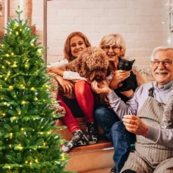 Tangkula Realistic Pre-Lit Christmas Tree 6FT Hinged Artificial Pine Tree W/ 310 LED Lights & 1664 New Tips -Outlet Xmas Decor Tree Store GUEST 24ce9f66 6c86 48b3 94e3 d1e1ce393f61