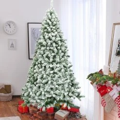 Costway 7.5FT Snow Flocked Artificial Christmas Tree Hinged w/1346 Tip and Foldable Base -Outlet Xmas Decor Tree Store GUEST 257331b3 2a8b 4ac8 bd1a ba07414f6a8a
