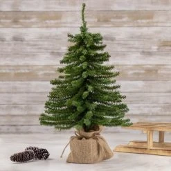 Northlight 18" Potted Downswept Mini Village Pine Medium Artificial Christmas Tree, Unlit