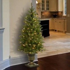 National Tree Company 4ft National Christmas Tree Company Pre-Lit Dunhill Fir Entrance Artificial Christmas Tree with 70 Clear Lights
