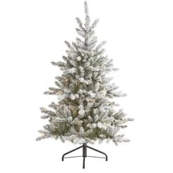Nearly Natural 5’ Flocked West Virginia Spruce Prelit LED Artificial Christmas Tree