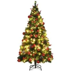 Tangkula Pre-lit Artificial Christmas Tree Includes LED Lights & Branch Tips -Outlet Xmas Decor Tree Store GUEST 2635c5ca eba0 4182 8db9 3fa48afd2219