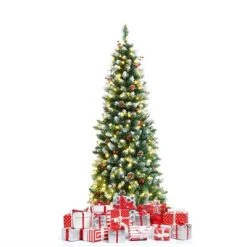 Tangkula 5ft Pre-lit Artificial Christmas Tree Slim Artificial Xmas Tree w/ 250 Replaceable LED Lights & 408 Branch Tips 21 Tangkula 5ft Pre-lit Artificial Christmas Tree Slim Artificial Xmas Tree w/ 250 Replaceable LED Lights & 408 Branch Tips -Outlet Xmas Decor Tree Store GUEST 27ddd74d 3d22 4043 9ed2 09f04e3f821a