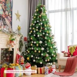 Costway 6ft7ft8ft Pre-lit Hinged Artificial Christmas Tree w/Pine Cones & Red Berries -Outlet Xmas Decor Tree Store GUEST 27e8b386 04a2 4cad bc43 9b691a5b2990