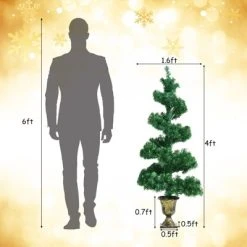 Tangkula Pre-Lit Lifelike Spiral Christmas Tree Topiary Artificial Xmas Tree W/ 150 LED Lights -Outlet Xmas Decor Tree Store GUEST 28bd5046 b902 4b46 8b96 33914b576ac2