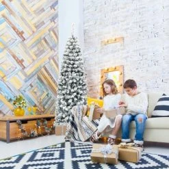 Tangkula Pencil Artificial Christmas Tree Snow Flocked Pencil Tree with Flexible Stand 13 Tangkula Pencil Artificial Christmas Tree Snow Flocked Pencil Tree with Flexible Stand -Outlet Xmas Decor Tree Store GUEST 2907f762 fe72 4568 aa11 faef3ae8d37a