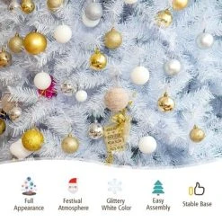 Costway 6ft White Iridescent Tinsel Artificial Christmas Tree w/ 792 Branch Tips -Outlet Xmas Decor Tree Store GUEST 29162621 c6eb 4cae bb60 784718300848