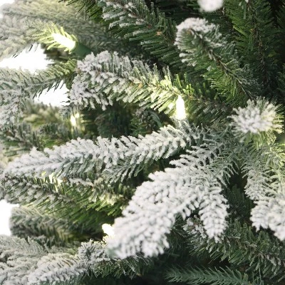 2ft Puleo Pre-Lit Flocked Potted Slim Artic Fir Artificial Christmas Tree Clear Lights 4 2ft Puleo Pre-Lit Flocked Potted Slim Artic Fir Artificial Christmas Tree Clear Lights - Image 2